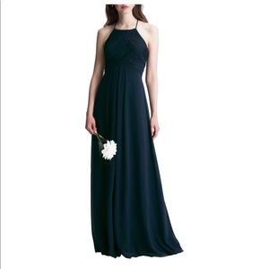 Levkoff full length halter a line gown